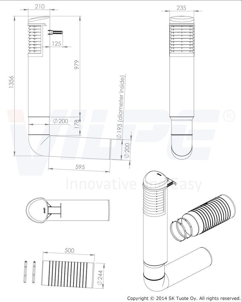 VILPE ROSS 200/210 цокольный дефлектор - интернет-магазин VILPE!